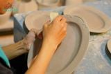 Dĩa hột xoài, vẽ thủ công họa tiết gà trống, Gốm Thủ Biên, D28xR20xC2- SP002324 