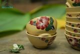  Chén cơm vẽ tay họa tiết hoa nâu, chén bát Lái Thiêu, R12xC5,5cm-07080bi061 