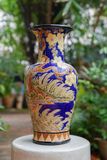  Bình Mãnh Hổ Thưởng Mai, họa tiết hoa mai vàng xanh cobalt, H43cm, gốm thủ công mỹ nghệ Nam Bộ- SP001936 