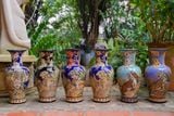  Bình Mãnh Hổ Thưởng Mai, họa tiết hoa mai đỏ cobalt, H43cm, gốm mỹ nghệ Nam Bộ- SP001936 