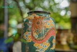  Bình gốm thủ công khắc đề tài Rồng - Dáng Trụ, Gốm Thủ Biên, C25 x R13cm- SP002794 