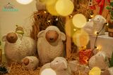  Cừu mặt đen thẳng đầu size mini, gốm trang trí Noel và sân vườn, D18xC12 cm- 0401c5u004 