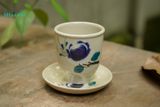  Ly trơn vẽ tay hoạ tiết bông xanh, C10 x R19 cm- SP000980 