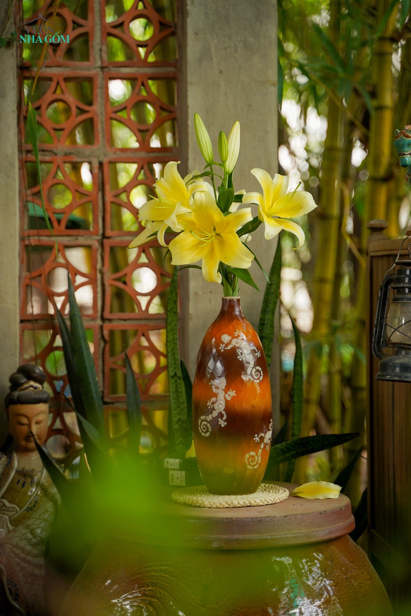  Bình độc bản cắm hoa men đa tầng dáng hiện đại, xưởng Thủ Biên, C40 x M4 