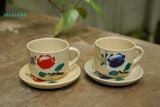  Ly vẽ tay hoạ tiết bông đỏ có quai, gốm Nam Bộ, C6xR8 cm- SP001019 