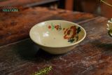  Tô cơm nhỏ vẽ tay họa tiết bông nâu, chén bát Lái Thiêu, R18xC6cm- SP002487 