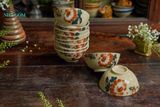  Chén cơm vẽ tay họa tiết bông nâu, chén bát Lái Thiêu, R11xC5cm- SP002485 