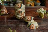  Chén cơm vẽ tay họa tiết bông nâu, chén bát Lái Thiêu, R11xC5cm- SP002485 