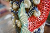  Cá chép đỏ lọng đèn, trang trí lọng đèn, chạm lọng thủ công, gốm Nam Bộ, D30 x C35cm- SP000136 