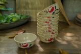  Tô cơm lớn vẽ tay họa tiết bông đỏ, C8 x R17cm- SP000740 