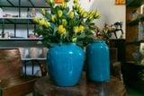  Bình bưởi ù xanh dương, trắng ngà, xanh ngọc, gốm Nam Bộ, R15xC28cm- 04040un035 