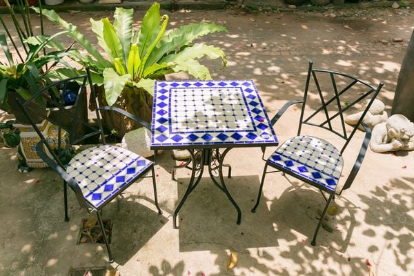  Mosaic hiện đại, bàn ghép gốm họa tiết ô vuông xanh dương, D60cm- 08241v60000 