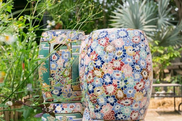  Đôn gốm khắc bách hoa thủ công, gốm mỹ nghệ Nam Bộ, C50 x R30cm- 0205h3a071 
