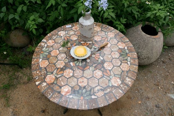  Mosaic cổ điển, bàn ghép gốm cổ điển họa tiết tối, D60cm 