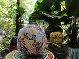  Bình tú cầu bách hoa nhỏ, gốm mỹ nghệ Nam Bộ, C17xR17 cm 