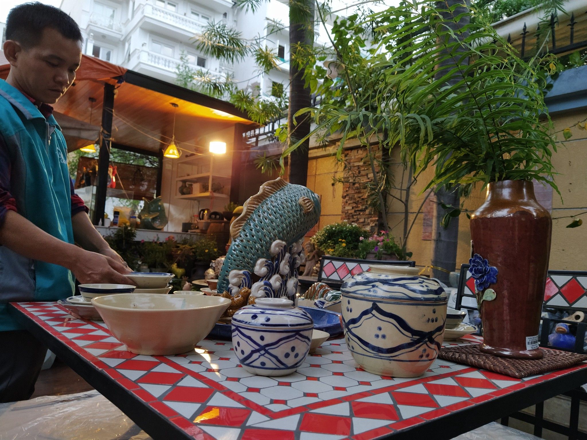  Mosaic hiện đại, bàn ghế ghép gạch gốm ăn lẩu cho nhà hàng, quán ăn 