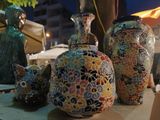  Bình tú cầu bách hoa nhỏ, gốm mỹ nghệ Nam Bộ, C17xR17 cm 