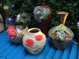  Bình ù vuốt tay, hoa đắp nổi, C15 x R8cm-1008d1y650 