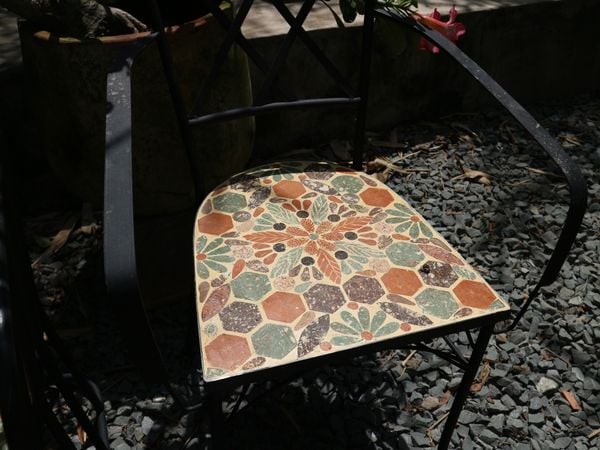  Mosaic cổ điển, ghế gốm lưng trơn, R35cm- 08230gl8122 