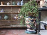  Đôn đuôi cá khắc hoa sen, gốm mỹ nghệ Nam Bộ, H45cm- 0105c1s084 