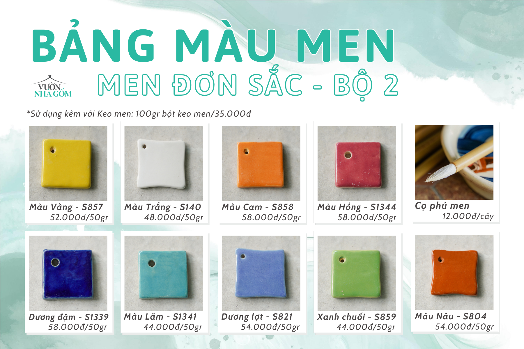  MEN, BỘ MÀU ĐƠN SẮC, MEN PHỦ GỐM 