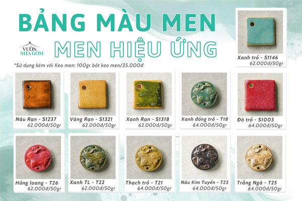  MEN, BỘ MÀU HIỆU ỨNG, MEN PHỦ GỐM 