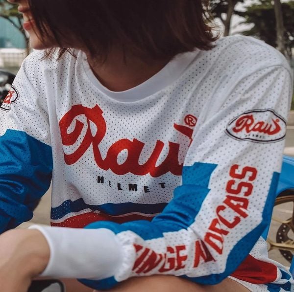 Áo raw motocross trắng