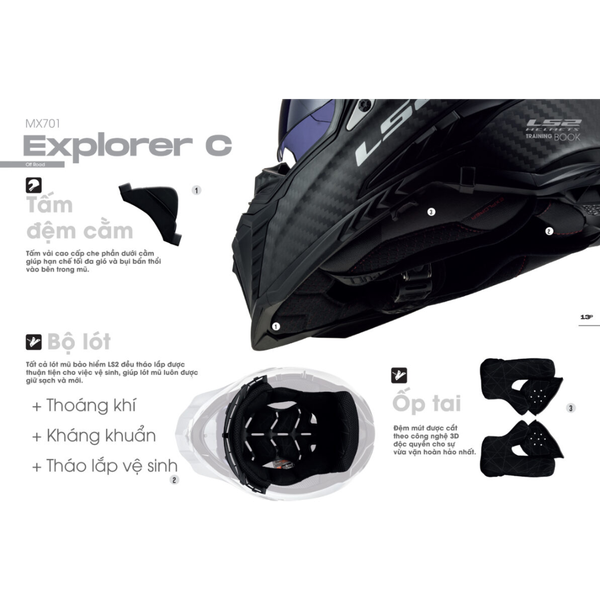 LS2 MX701 Explorer Carbon - Gloss carbon