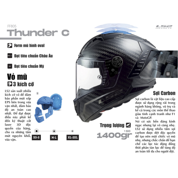 LS2 FF805 Thunder Plus Gloss Carbon