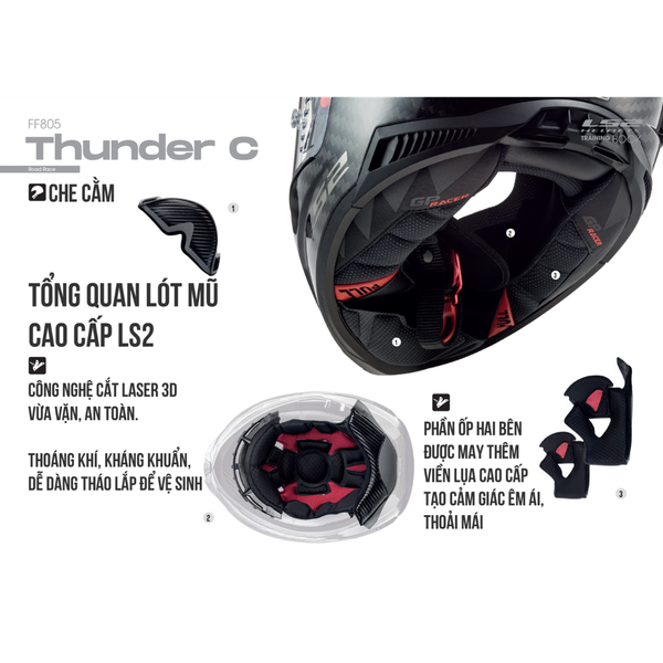LS2 FF805 Thunder Carbon Racing1 Gl.red White
