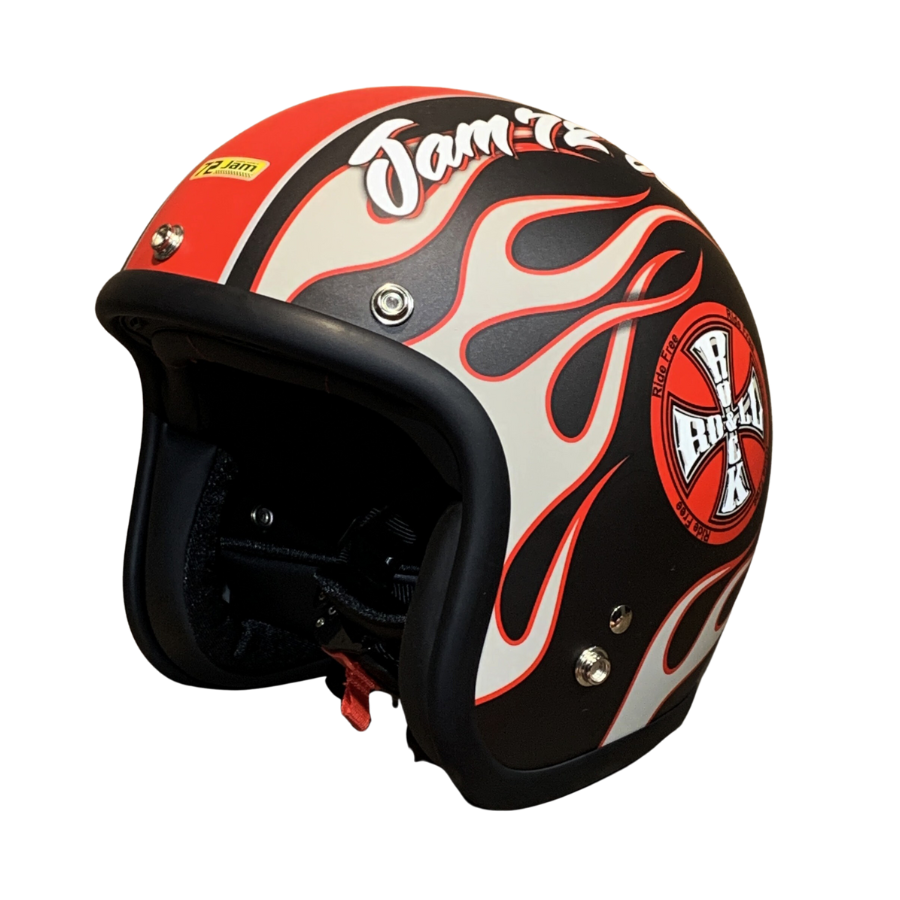 72jam matt black/ red flames K109