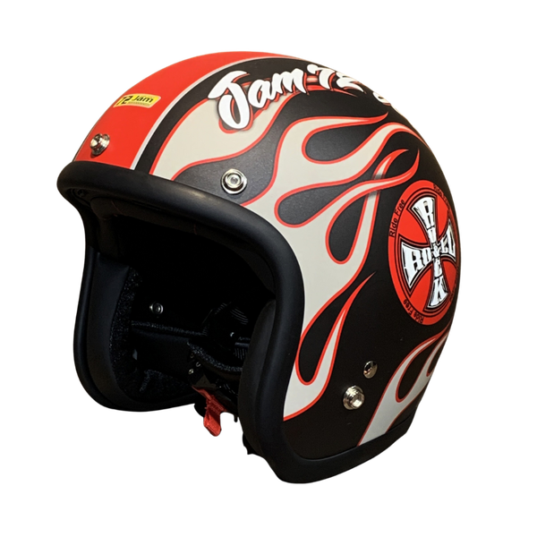 72jam matt black/ red flames K109