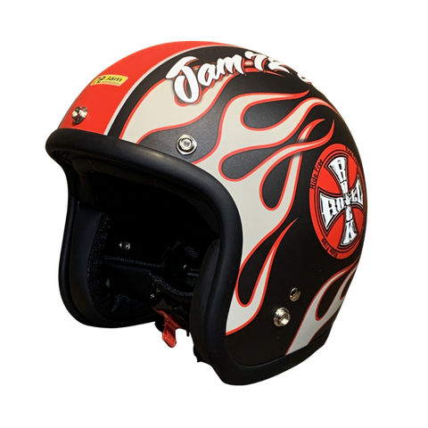 72jam matt black/ red flames K109