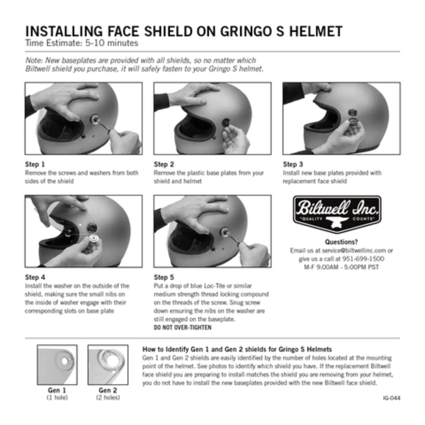 Kính biltwell gringos gen 2 (ECE 22.05) flat shield khói