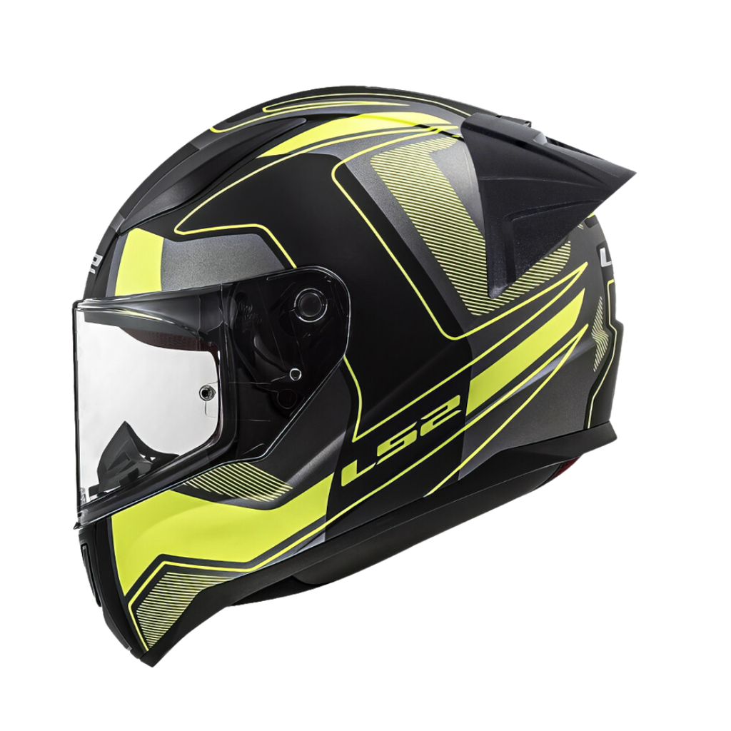 LS2 FF353 Rapid EVO Carrera Matt Black H-V Yellow