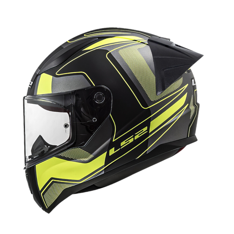 LS2 FF353 Rapid EVO Carrera Matt Black H-V Yellow