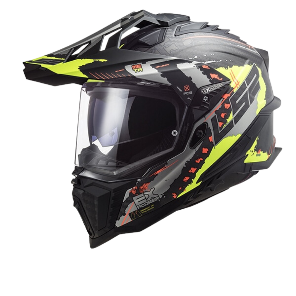 LS2 MX701 Explorer Carbon - Extend Gloss H-V Yellow