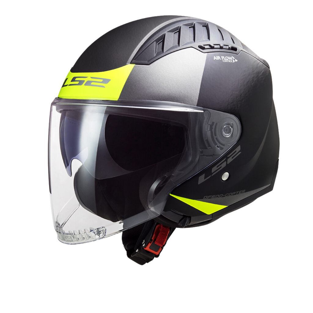 LS2 OF600 Copter Urbane Gloss Black H-V Yellow