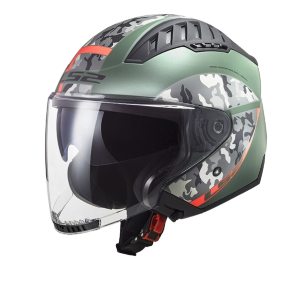 LS2 OF600 Copter ECE22.05 Crispy Military Green Orange
