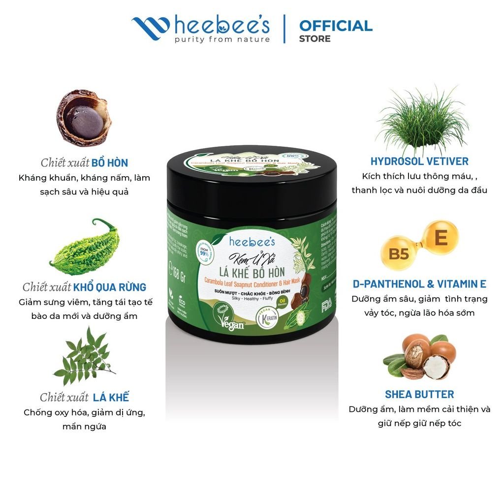 Kem Ủ Xả Lá Khế Bồ Hòn Suôn Mượt, Chắc Khỏe, Bồng Bềnh 168 Gram