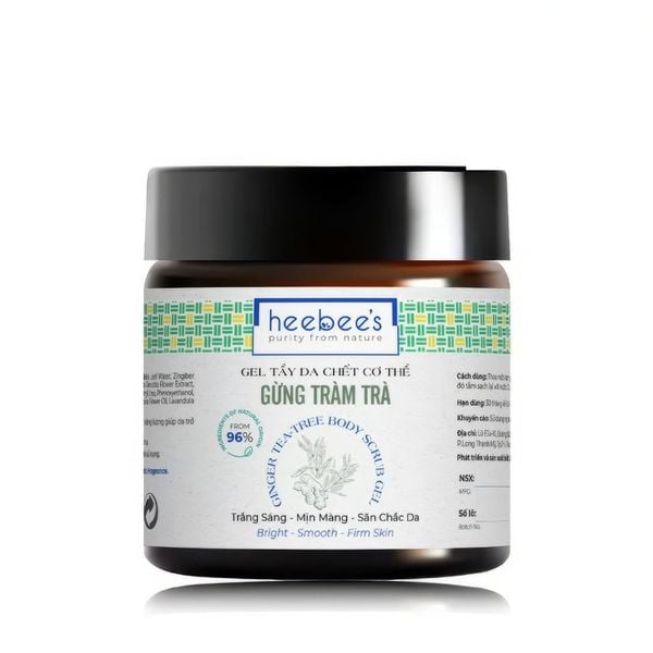 Gel Tẩy Da Chết Cơ Thể Gừng Tràm Trà Heebee Hương Hoa Trà Trắng Ginger Tea-Tree Body Scrub Gel 120/200Gram