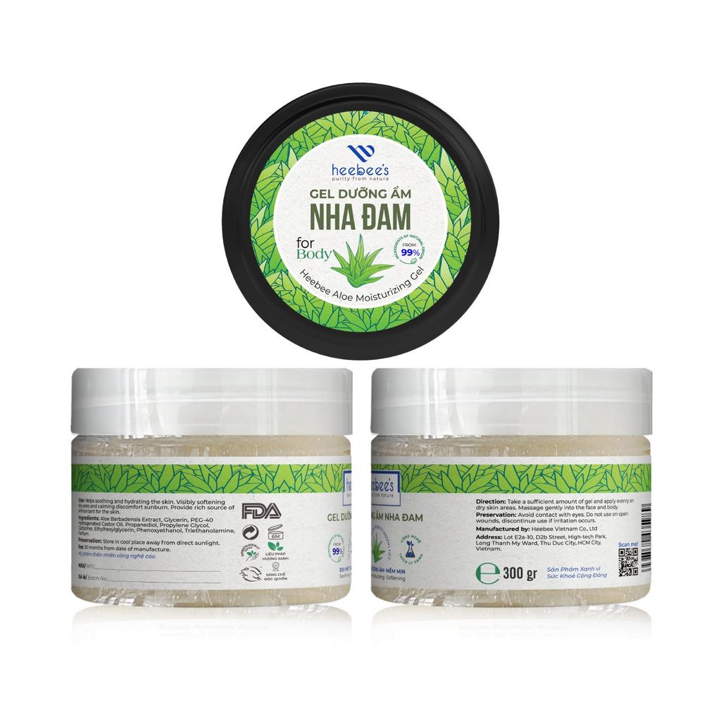 Gel Dưỡng Ẩm Nha Đam Heebee 300Gram - Làm Dịu, Dưỡng Ẩm, Mềm Mịn Da
