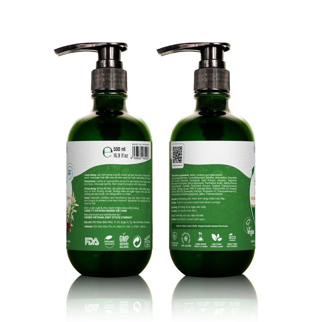 Gel Tắm Gội Thảo Dược Bồ Hòn Sạch Gàu, Giảm Ngứa, Khỏe Tóc, Mượt Da 300ml - 500ml