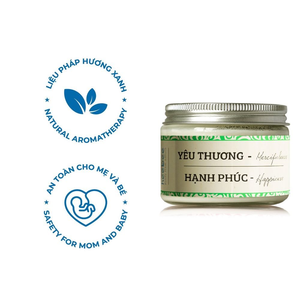 Nến Thơm Hữu Cơ Heebee Thanh Lọc Không Khí Hương Tinh Dầu Yêu Thương Hạnh Phúc - 100Gr (Xanh Lá)