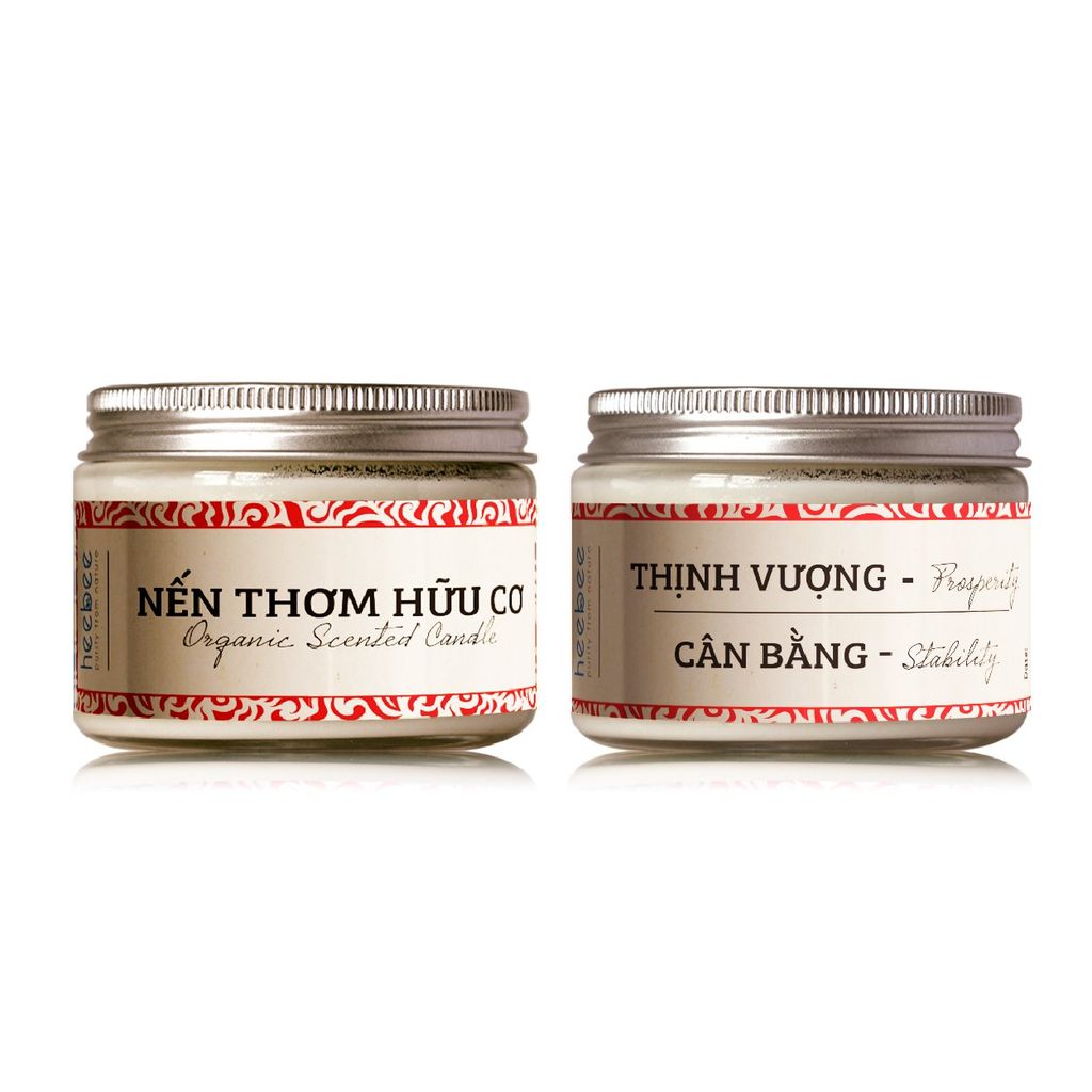 Nến Thơm Thuần Chay Heebee Thanh Lọc Không Khí Hương Tinh Dầu Thịnh Vượng Cân Bằng - 100Gr (Đỏ)
