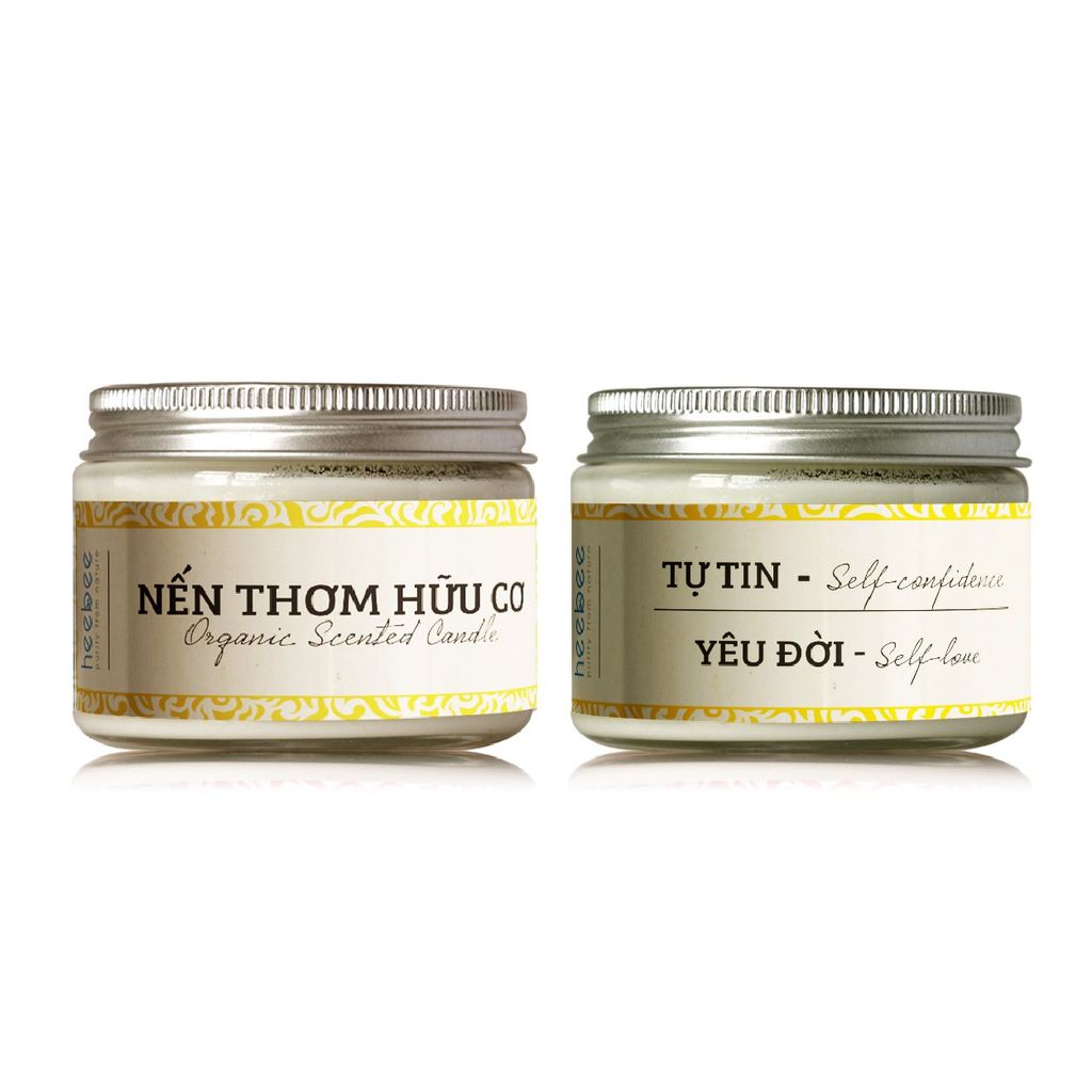 Nến Thơm Thuần Chay Heebee Thanh Lọc Không Khí Hương Tinh Dầu Tự Tin Yêu Đời - 100Gr (Vàng)