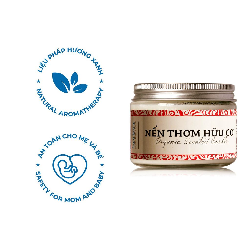 Nến Thơm Thuần Chay Heebee Thanh Lọc Không Khí Hương Tinh Dầu Thịnh Vượng Cân Bằng - 100Gr (Đỏ)