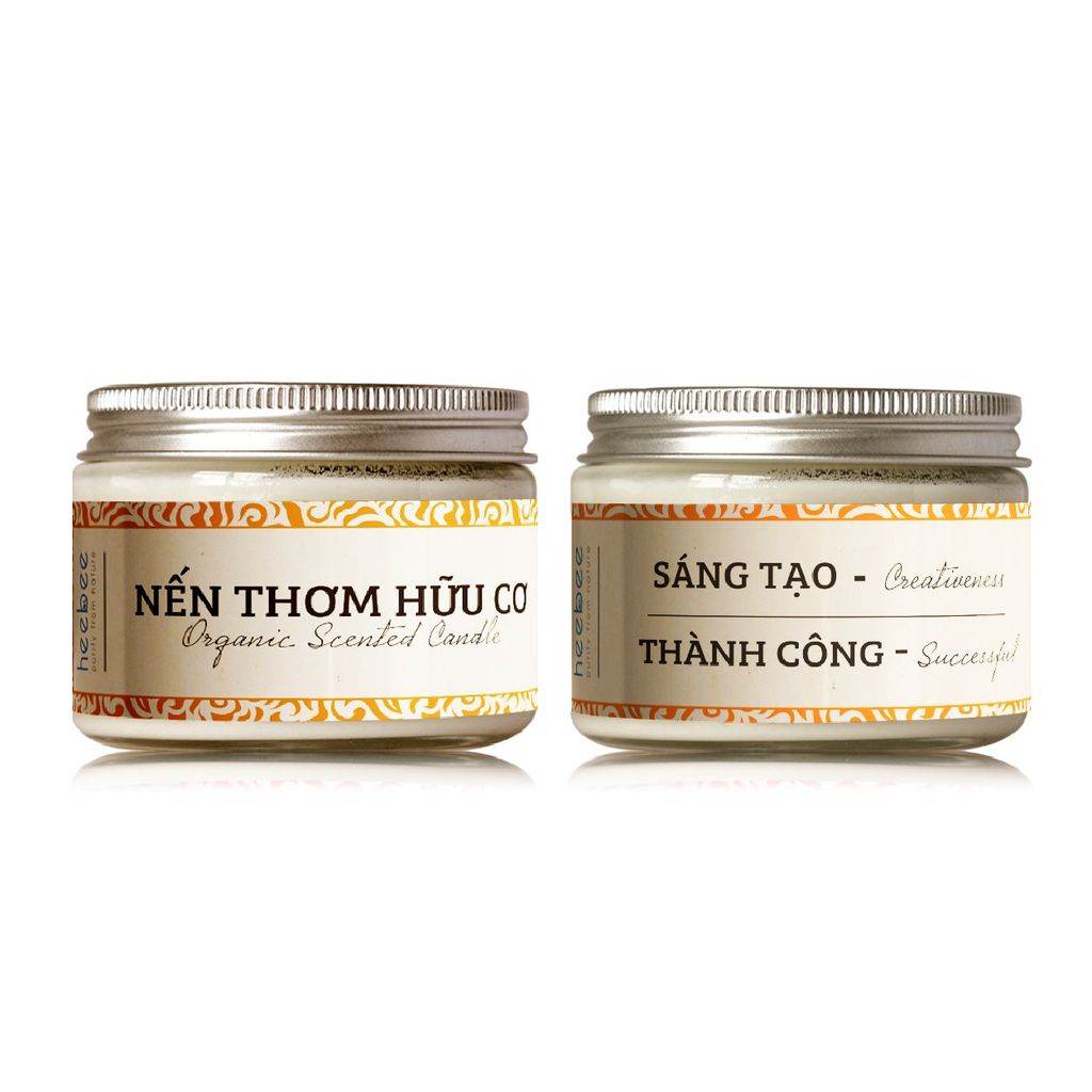 Nến Thơm Thuần Chay Heebee Thanh Lọc Không Khí Hương Tinh Dầu Sáng Tạo Thành Công - 100Gr (Cam)