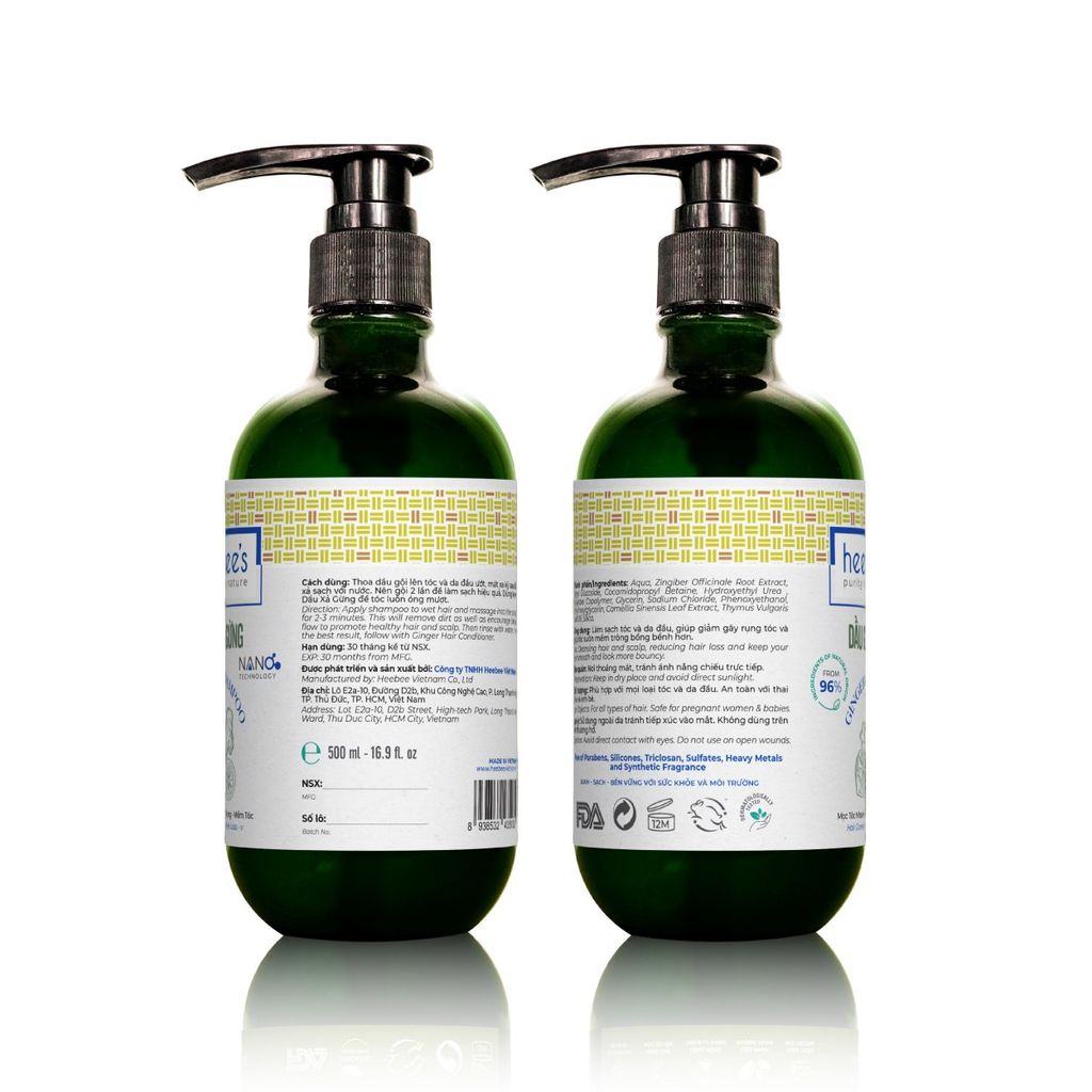 Dầu Gội Gừng Thiên Nhiên Giúp Giảm Rụng, Mềm Mượt Tóc 300/500ML