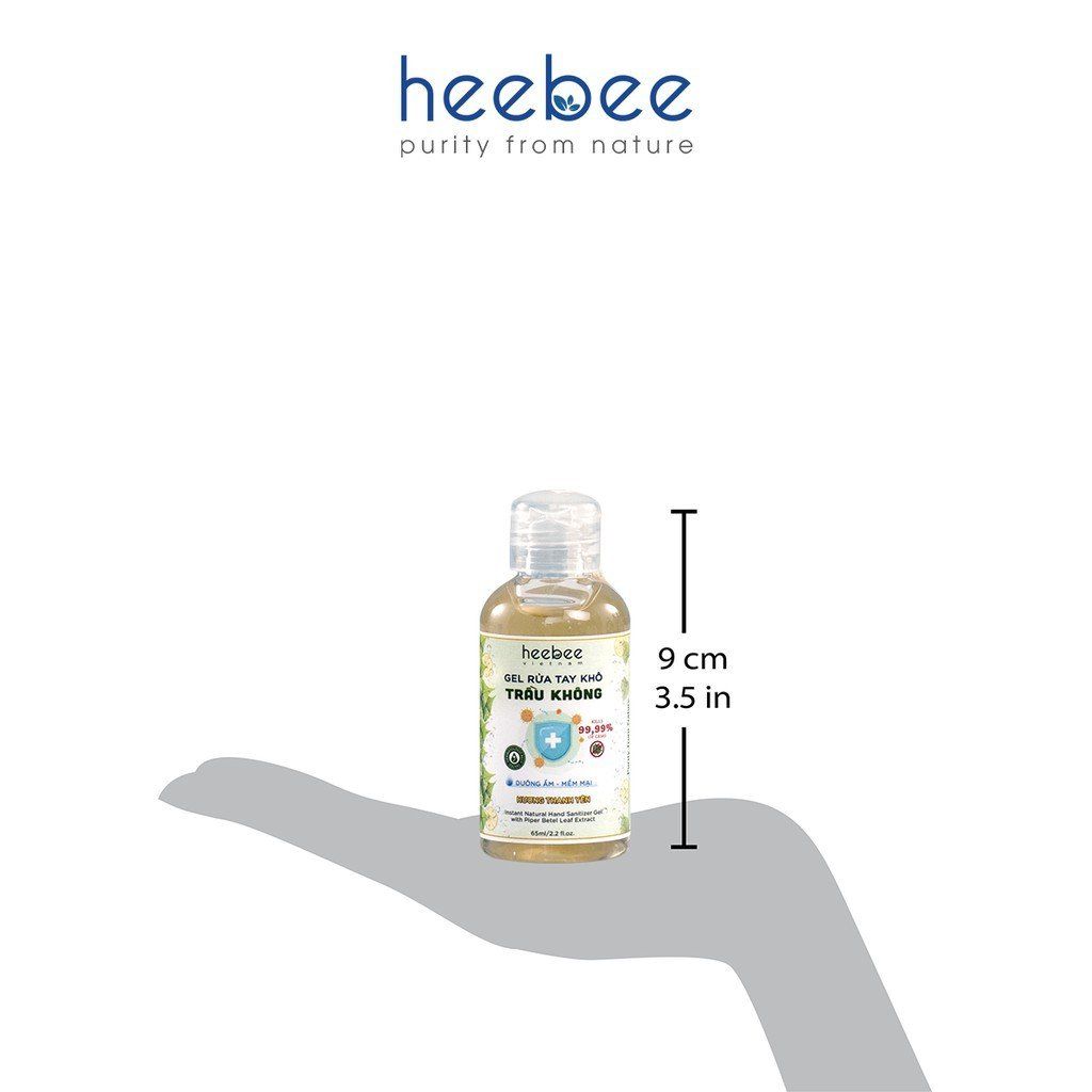 Gel rửa tay khô trầu không Heebee dưỡng ẩm, không khô da, diệt sạch khuẩn đến 99.99% Hand sanitizer gel 65 ml - 300 ml